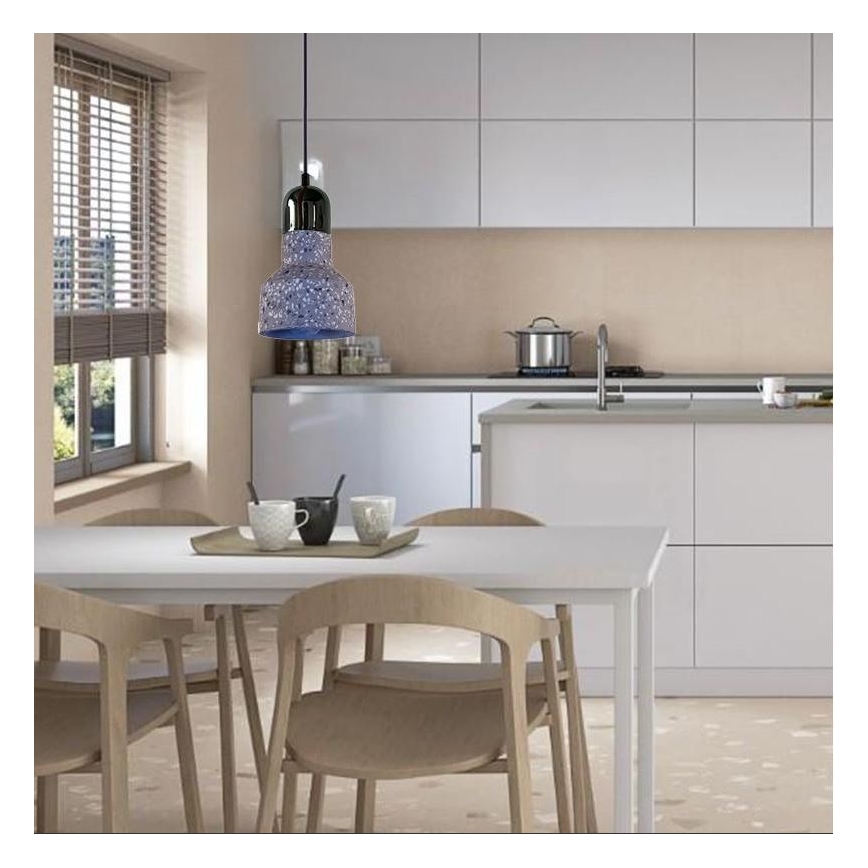 Lustra ar auklu TERRAZZO 1xE27/60W/230V d. 12 cm pelēka