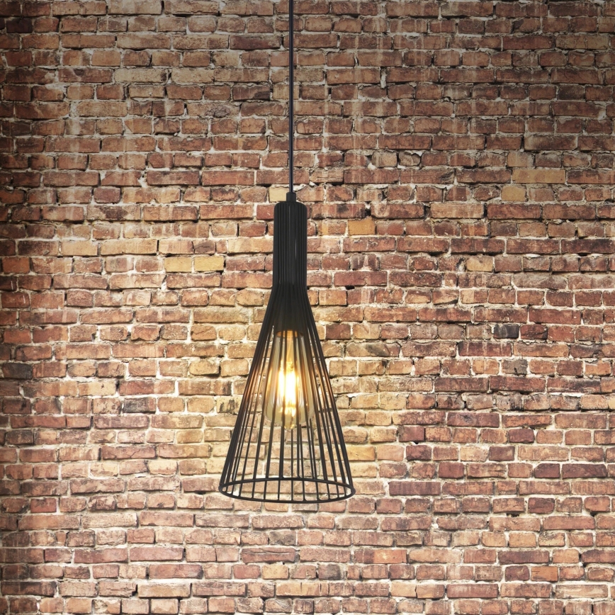 Lustra ar auklu TIANA 1xE27/20W/230V d. 15,5 cm melna