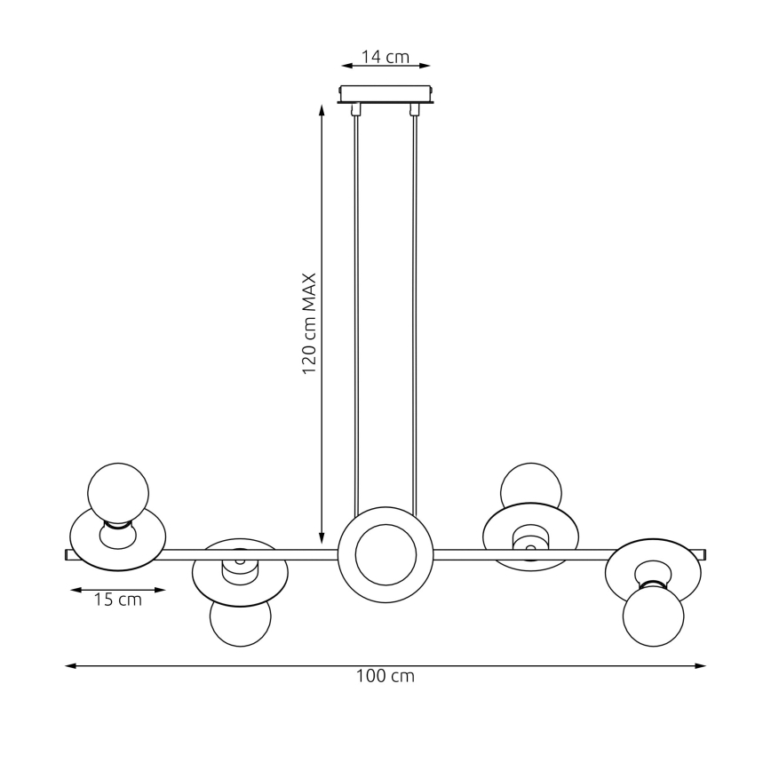 Lustra ar auklu TOKEN 6xE27/15W/230V melna