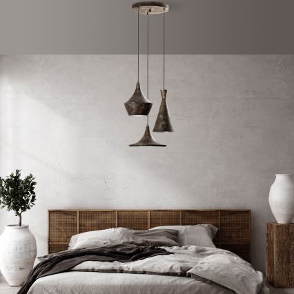 Lustra ar auklu TOM 3xE27/40W/230V pelēka