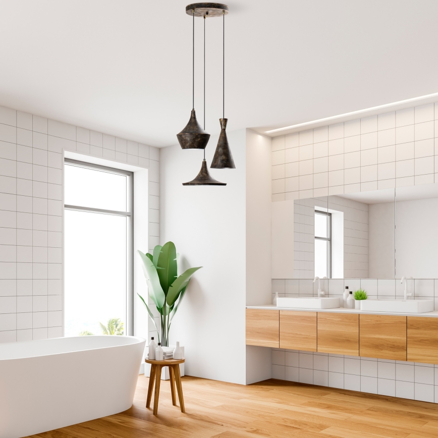 Lustra ar auklu TOM 3xE27/40W/230V pelēka