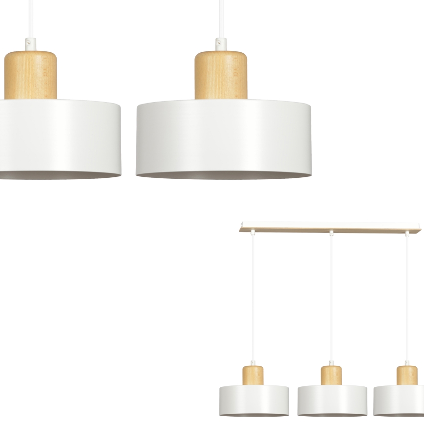 Lustra ar auklu TORIN 3xE27/15W/230V balta