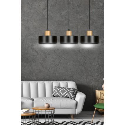 Lustra ar auklu TORIN 3xE27/15W/230V melna