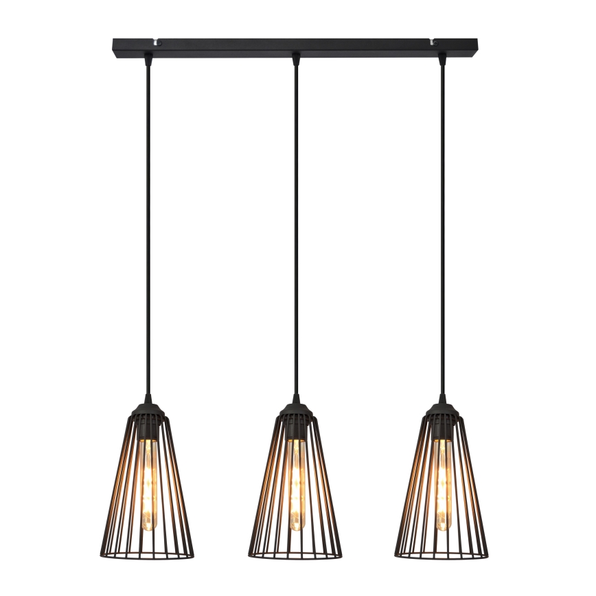 Lustra ar auklu TORRI 3xE27/15W/230V melna
