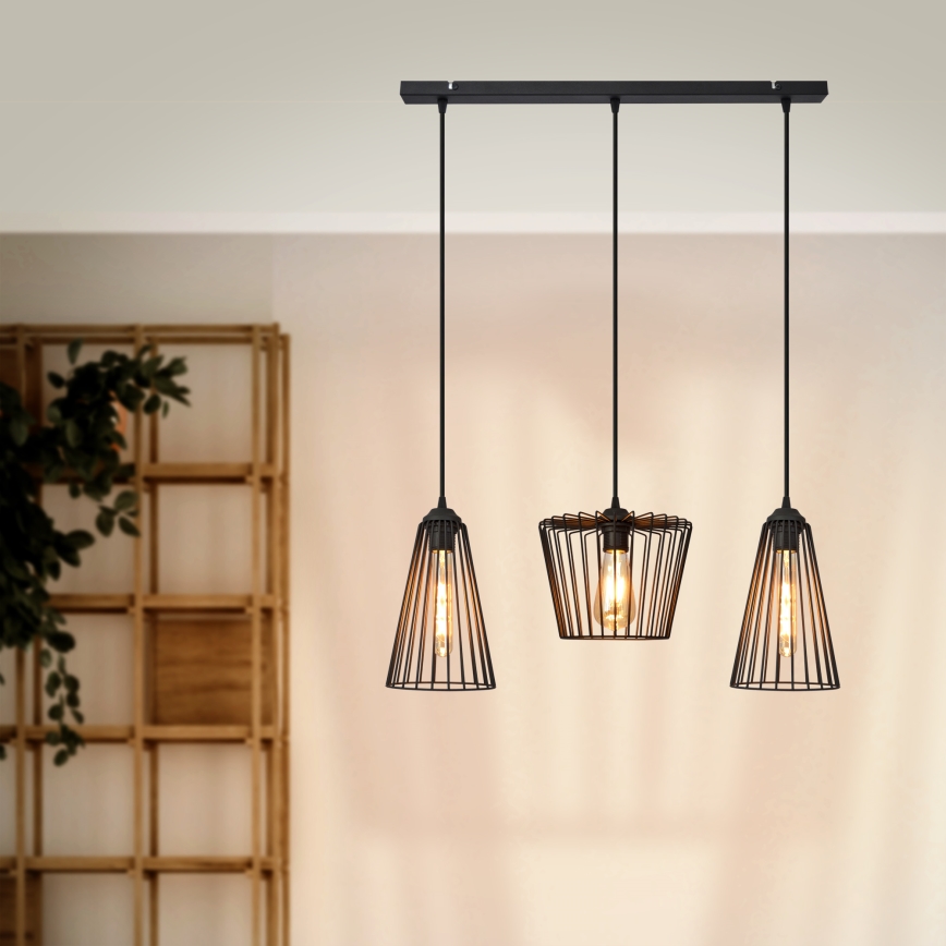 Lustra ar auklu TORRI 3xE27/15W/230V melna