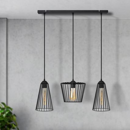 Lustra ar auklu TORRI 3xE27/15W/230V melna