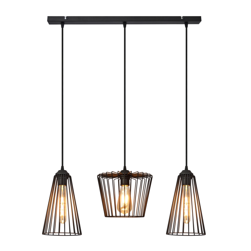 Lustra ar auklu TORRI 3xE27/15W/230V melna