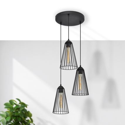 Lustra ar auklu TORRI 3xE27/15W/230V melna