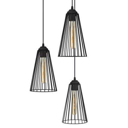 Lustra ar auklu TORRI 3xE27/15W/230V melna