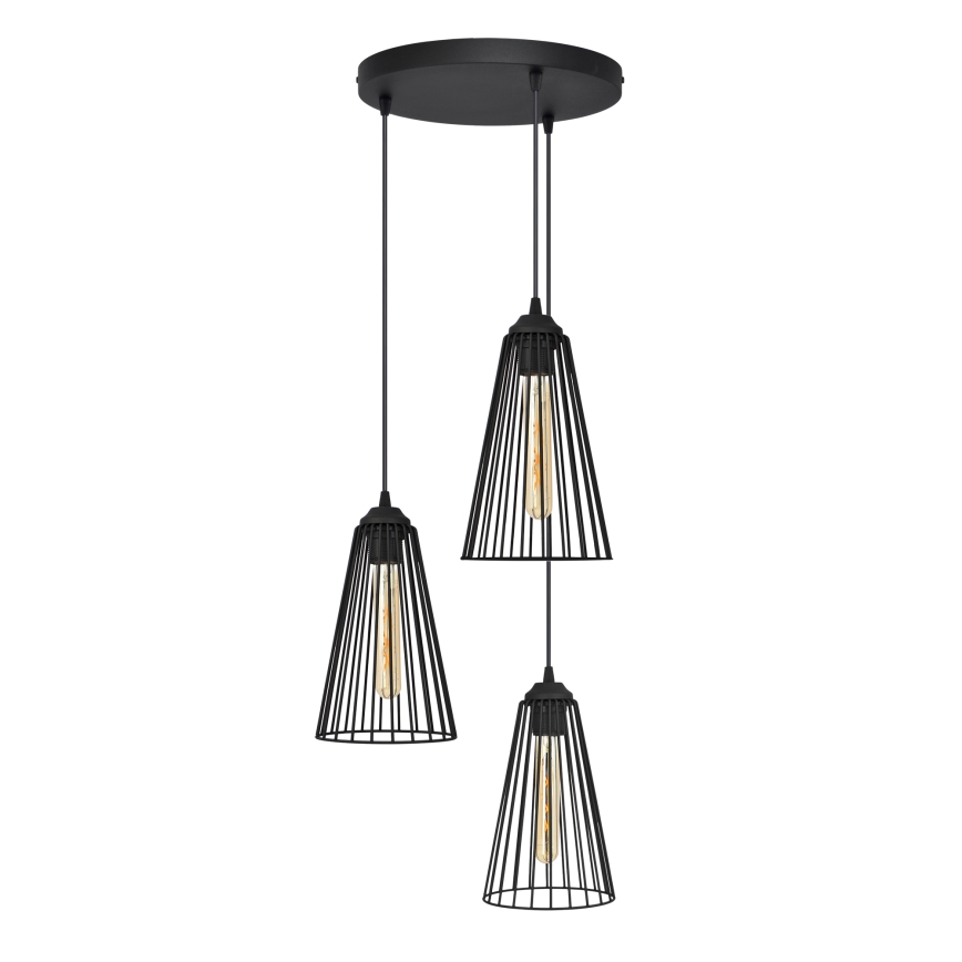 Lustra ar auklu TORRI 3xE27/15W/230V melna