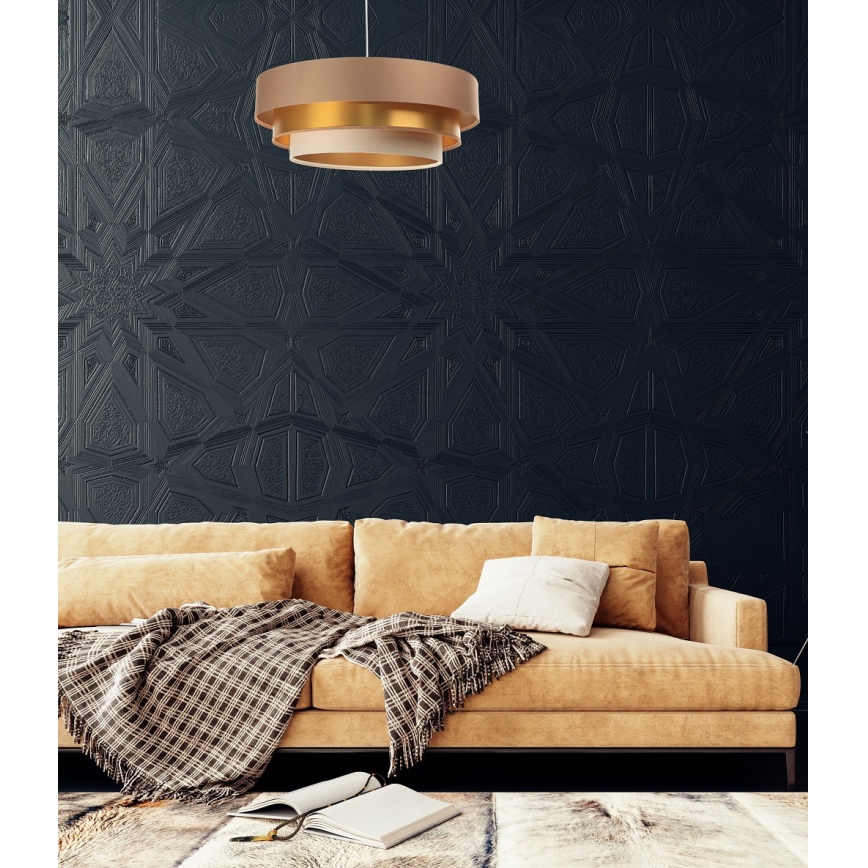 Lustra ar auklu TRINITI 1xE27/60W/230V bēšs/zelts