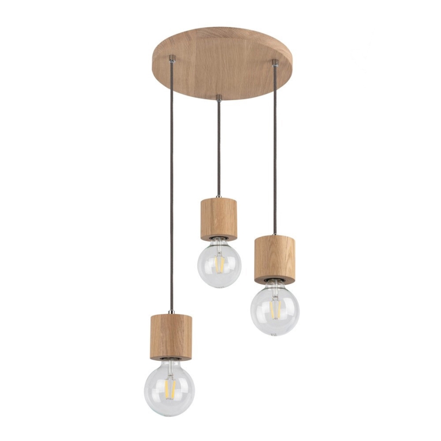 Lustra ar auklu TRONGO 3xE27/60W/230V ozols