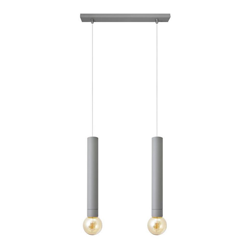 Lustra ar auklu TUBA 2xE27/15W/230V pelēka