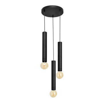 Lustra ar auklu TUBA 3xE27/15W/230V melna