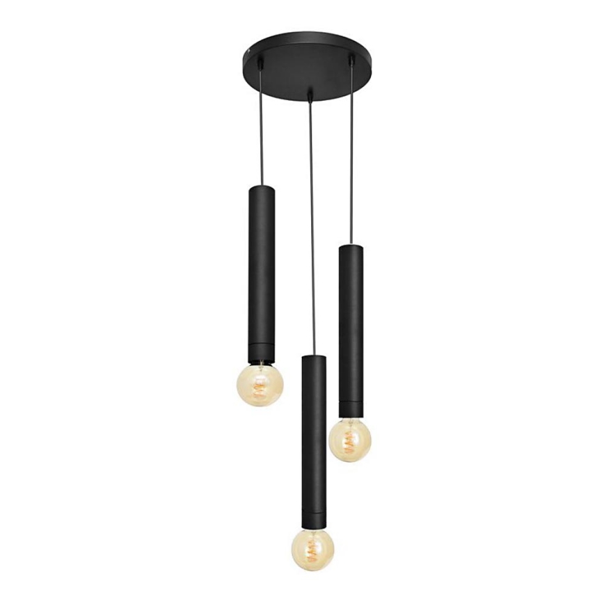 Lustra ar auklu TUBA 3xE27/15W/230V melna