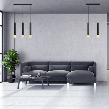 Lustra ar auklu TUBA 3xE27/15W/230V melna