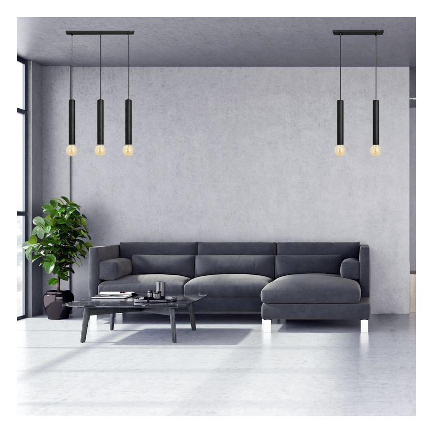 Lustra ar auklu TUBA 3xE27/15W/230V melna