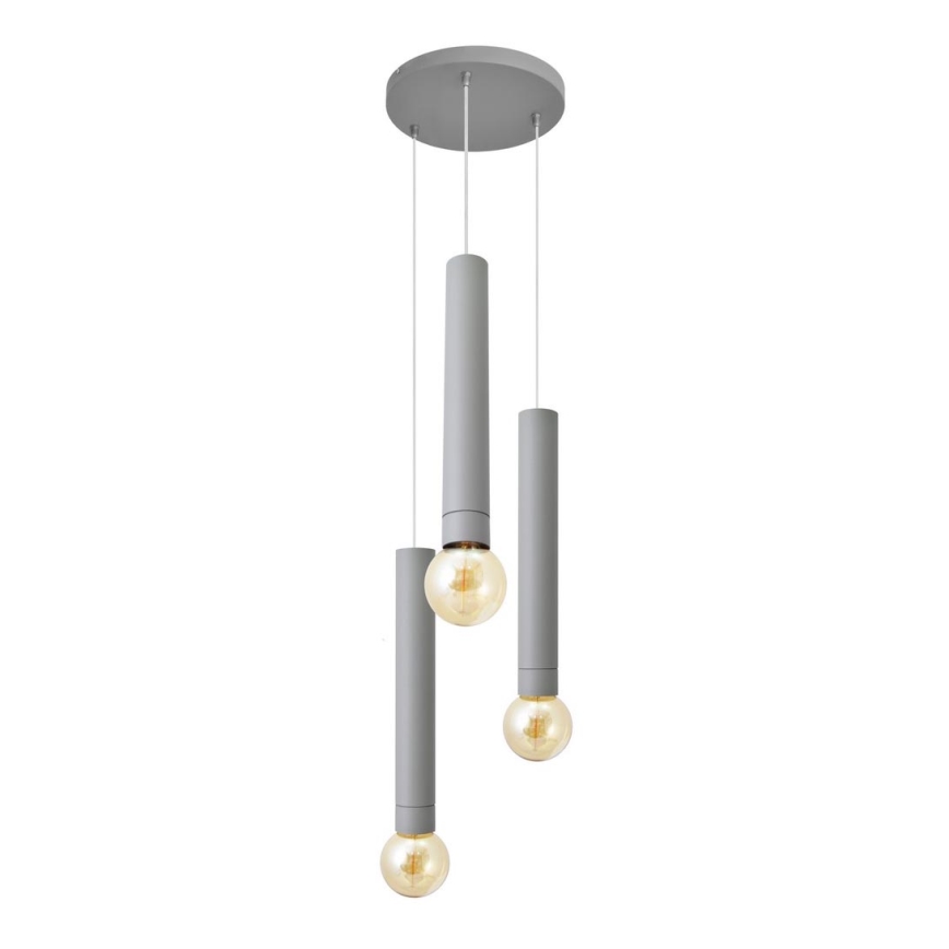 Lustra ar auklu TUBA 3xE27/15W/230V pelēka