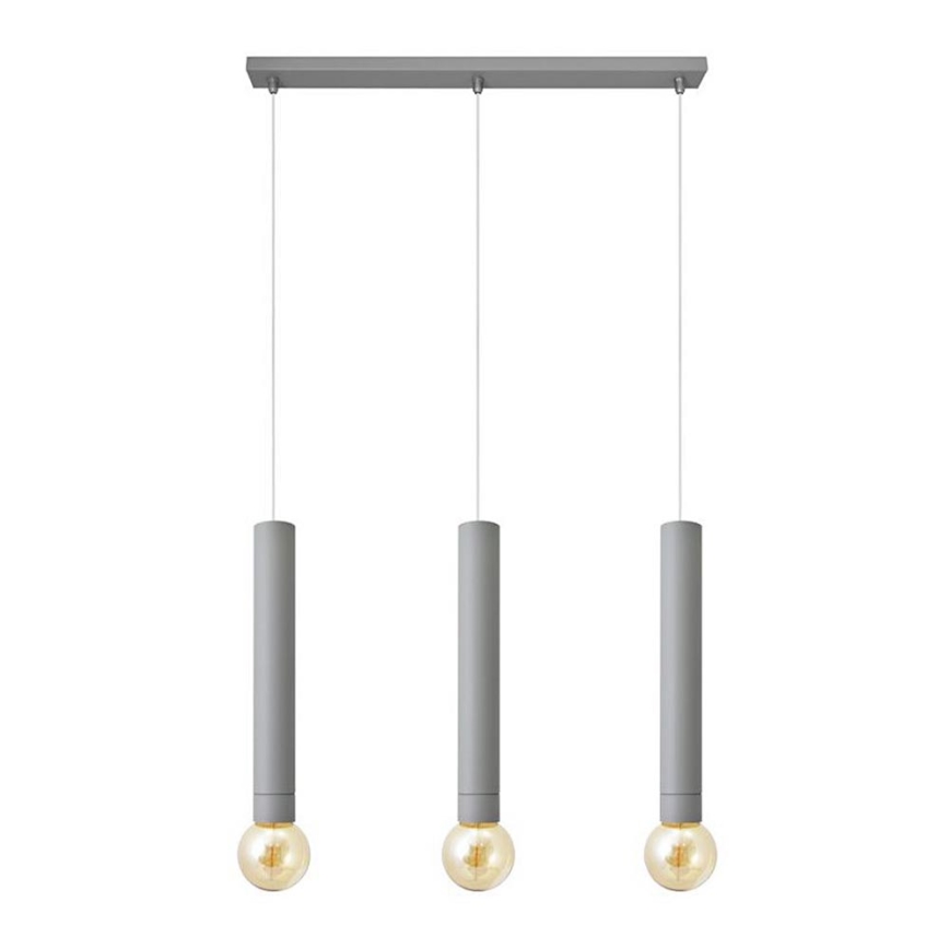 Lustra ar auklu TUBA 3xE27/15W/230V pelēka