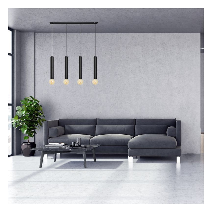 Lustra ar auklu TUBA 4xE27/15W/230V melna