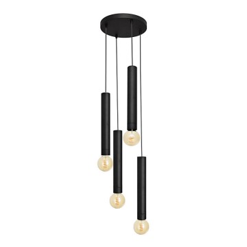 Lustra ar auklu TUBA 4xE27/15W/230V melna