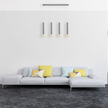 Lustra ar auklu TUBA 4xE27/15W/230V pelēka