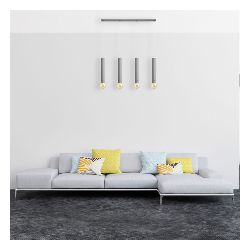 Lustra ar auklu TUBA 4xE27/15W/230V pelēka