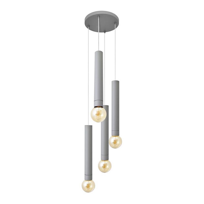 Lustra ar auklu TUBA 4xE27/15W/230V pelēka
