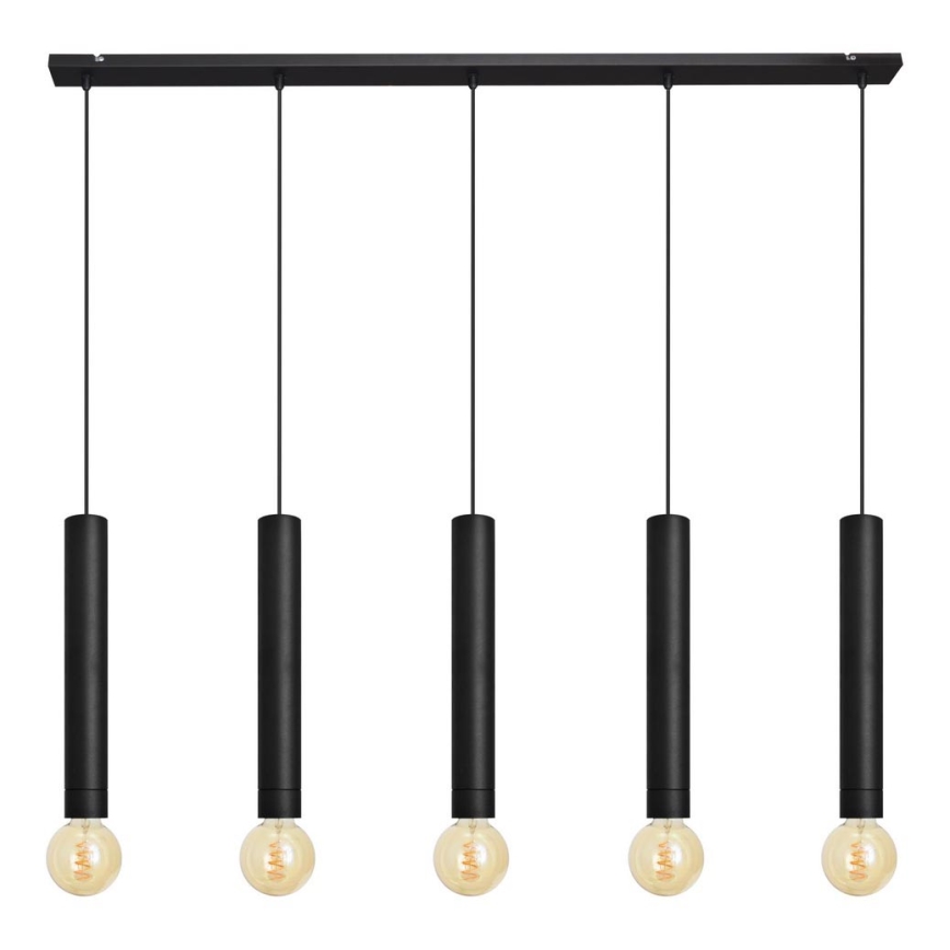 Lustra ar auklu TUBA 5xE27/15W/230V melna