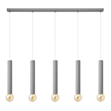 Lustra ar auklu TUBA 5xE27/15W/230V pelēka