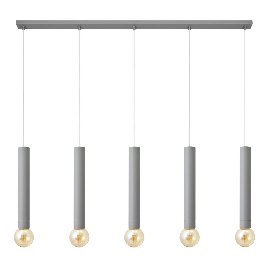 Lustra ar auklu TUBA 5xE27/15W/230V pelēka