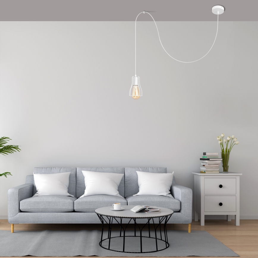 Lustra ar auklu TUBE 1xE27/15W/230V balta