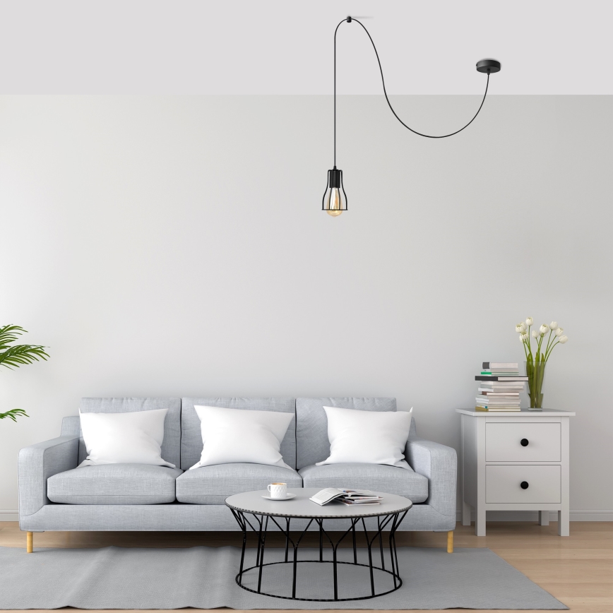 Lustra ar auklu TUBE 1xE27/15W/230V melna