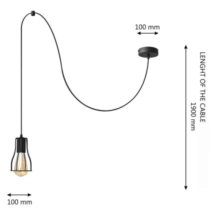 Lustra ar auklu TUBE 1xE27/15W/230V melna