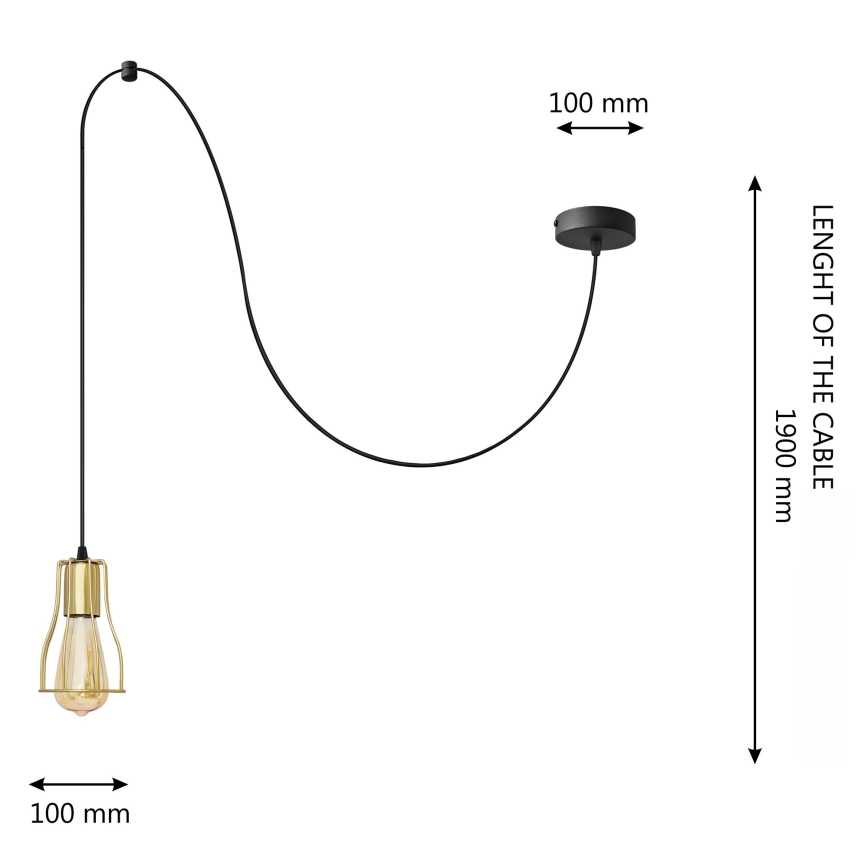 Lustra ar auklu TUBE 1xE27/15W/230V melna/zelta