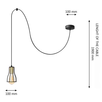 Lustra ar auklu TUBE 1xE27/15W/230V melna/zelta