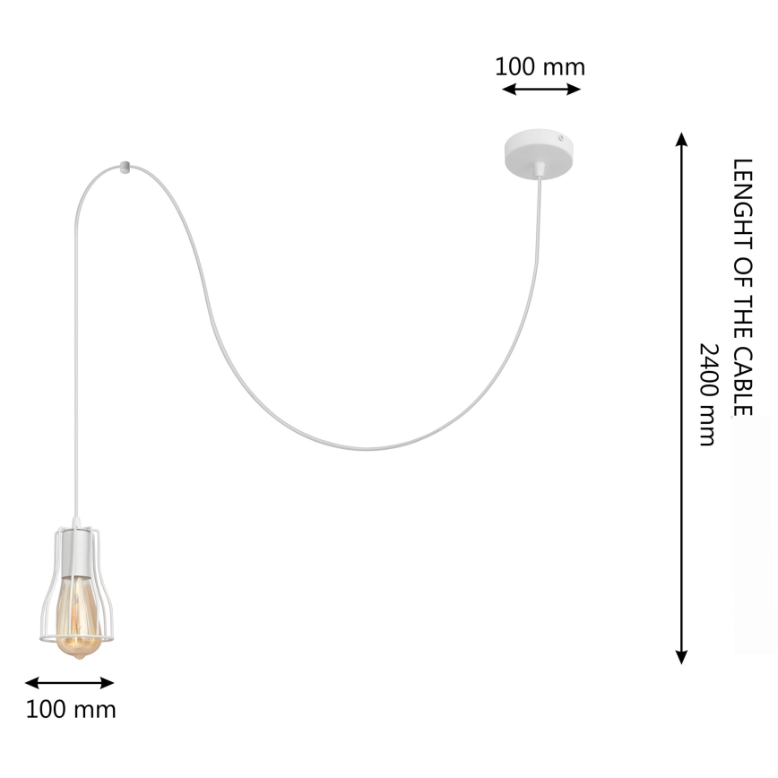 Lustra ar auklu TUBE LONG 1xE27/15W/230V balta