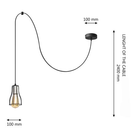 Lustra ar auklu TUBE LONG 1xE27/15W/230V melna/spīdīgi hromēts