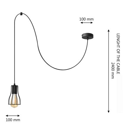 Lustra ar auklu TUBE LONG 1xE27/15W/230V melna