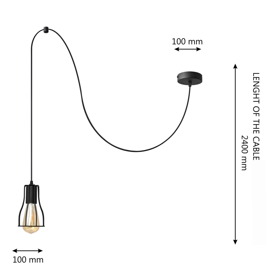Lustra ar auklu TUBE LONG 1xE27/15W/230V melna