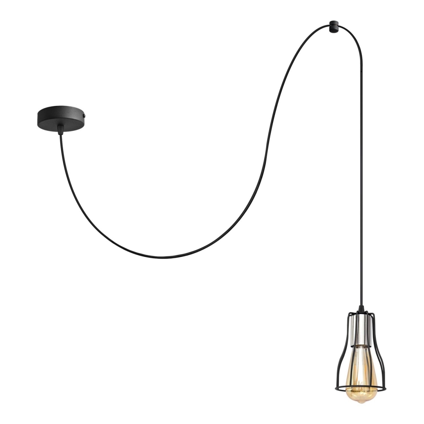 Lustra ar auklu TUBE LONG 1xE27/15W/230V melna/spīdīgi hromēts