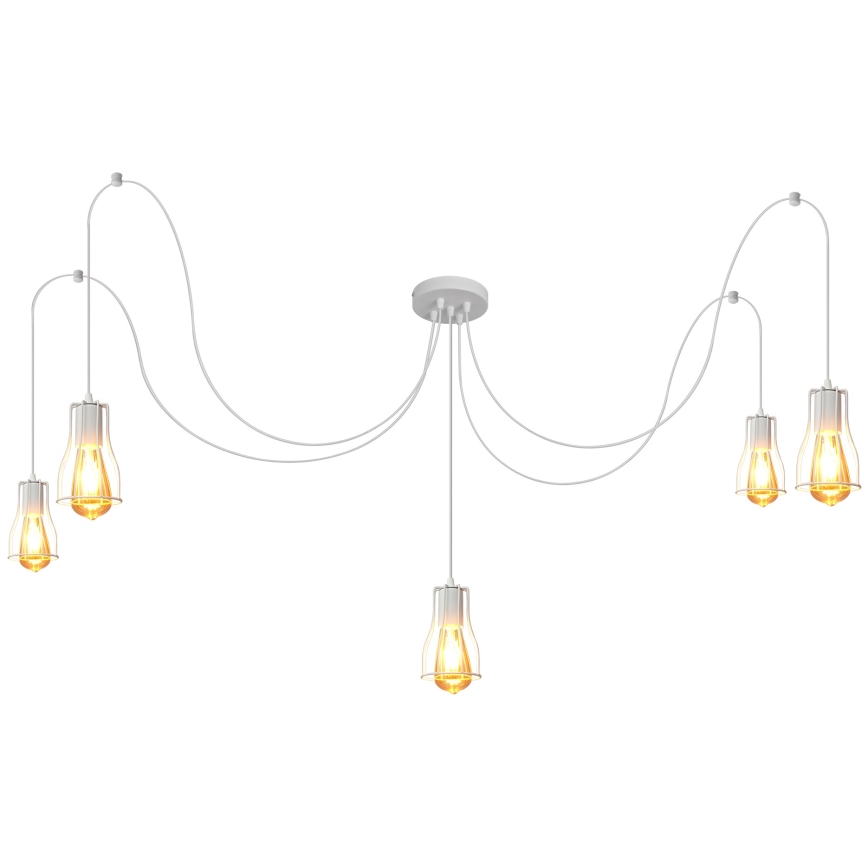 Lustra ar auklu TUBE LONG 5xE27/10W/230V balta