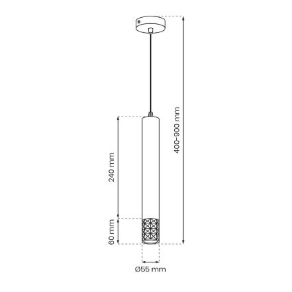 Lustra ar auklu TUBI 1xGU10/8W/230V spīdīgi hromēts