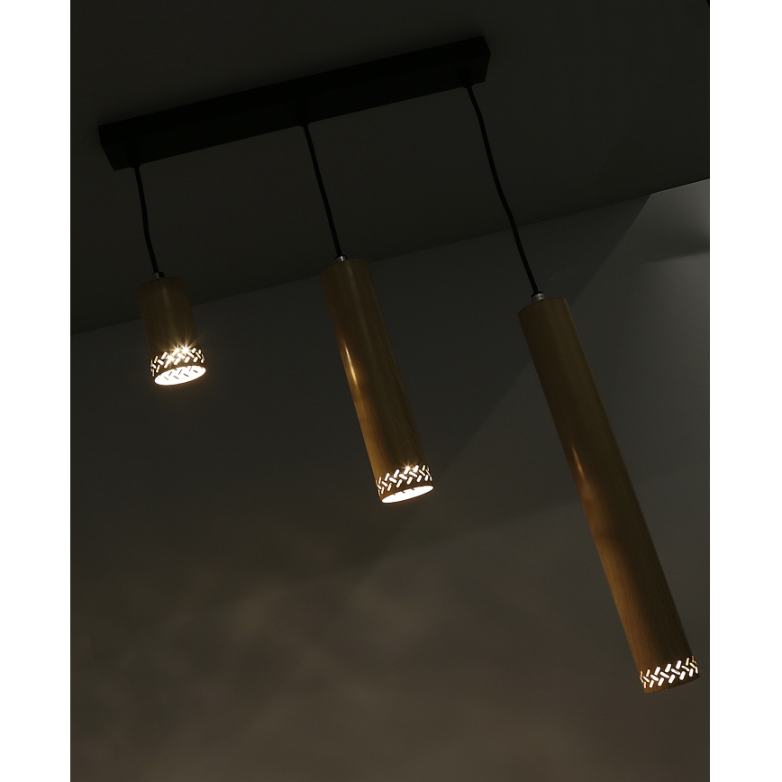 Lustra ar auklu TUBO 3xGU10/25W/230V koka