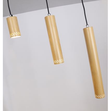 Lustra ar auklu TUBO 3xGU10/25W/230V koka