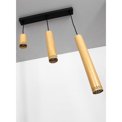Lustra ar auklu TUBO 3xGU10/25W/230V koka