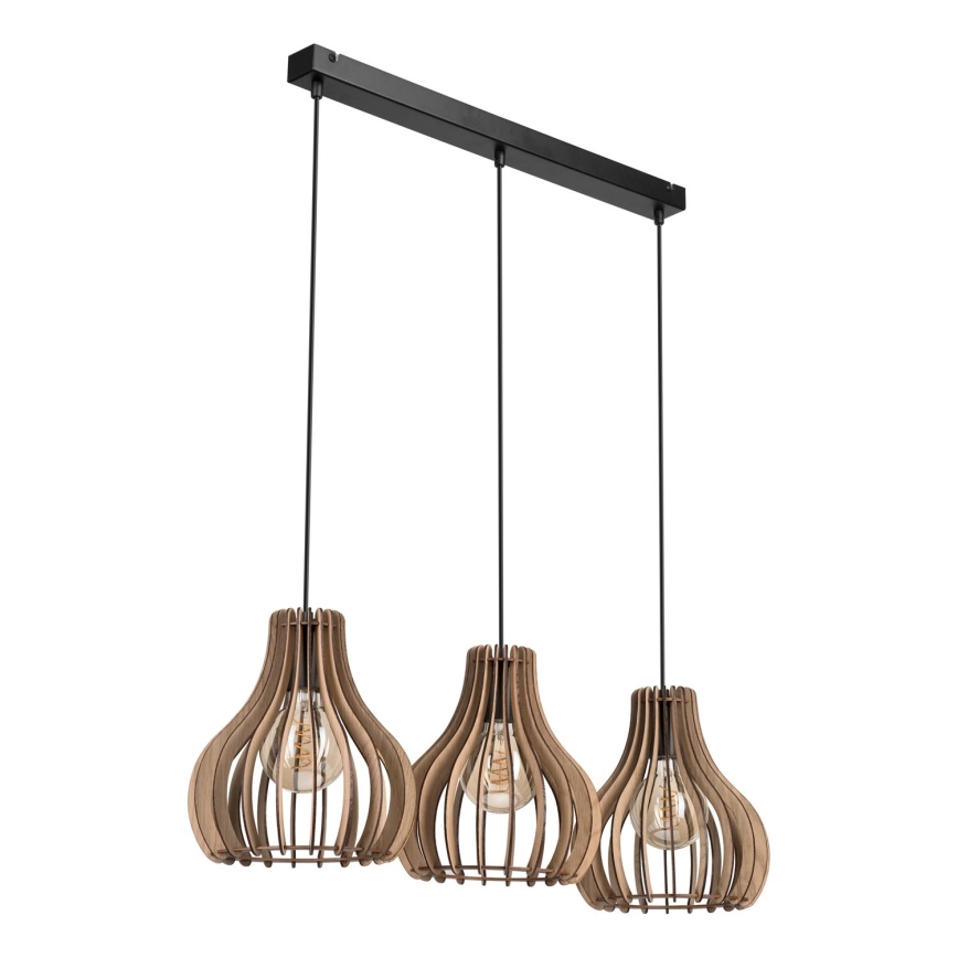 Lustra ar auklu TUCCI 3xE27/15W/230V ozols/melna