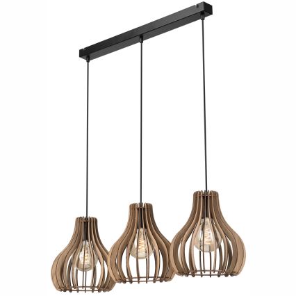 Lustra ar auklu TUCCI 3xE27/15W/230V ozols/melna