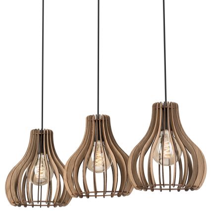 Lustra ar auklu TUCCI 3xE27/15W/230V ozols/melna