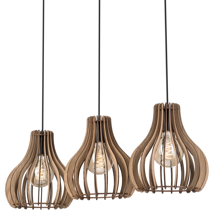 Lustra ar auklu TUCCI 3xE27/15W/230V ozols/melna